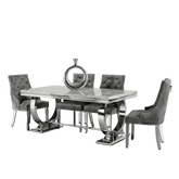 Arianna 1.8M Marble Top Dining Table with Ring Knocker Chairs - Pendle Village Furniture